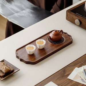 Guanlan <b>Walnut</b> Wood Dry Brewing Tray With Alloy Grille Small Tea Tray For Living Room <b>Coffee</b> <b>Table</b> Use - Product Image 3