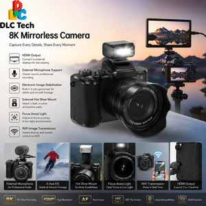 Caméra Vlog DLC DC226, best-seller mondial, avec écran tactile IPS de <span class=keywords><strong>3</strong></span>,2 pouces, double objectif, photo 8K, anti-vibration, pour les créateurs de contenu - Product Image 2