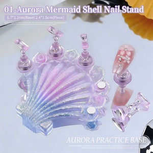 Support magnétique pour présentation d'ongles en forme de coquille de sirène, 4 couleurs dégradées, strass, acrylique, support d'entraînement pour manucure - Product Image 3