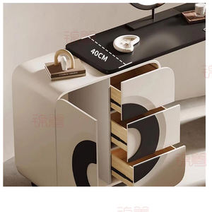 JINSHAN nueva mesa de maquillaje de tablero de madera maciza <span class=keywords><strong>multicapa</strong></span> de grado ajustable moderno con almacenamiento de espejo para aplicación de dormitorio - Product Image 5