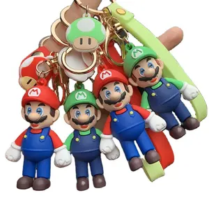 Game Mushroom Character Dolls Cartoon PVC Key chain Custom 3D Mario Silicon Key chain