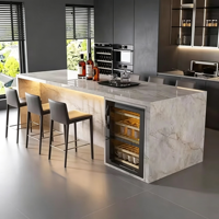Comptoir de bar en céramique luxueux, adapté aux restaurants de villas, aux bars, aux cafés et aux zones de réception d'hôtels.