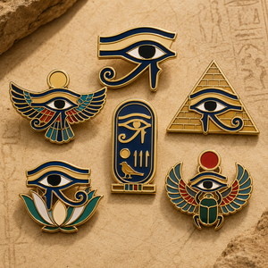 Vente en gros de pin's en émail œil d'Horus personnalisés de haute qualité, symbole de l'Égypte ancienne, badge mythologique égyptien, souvenir de <span class=keywords><strong>voyage</strong></span>, pin's de revers en métal - Product Image 1