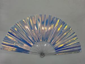 Éventail Réfléchissant Irisé de 33Cm, Large Ventilateur à Main en Plastique Nervure PVC pour Rave Party - Product Image 6