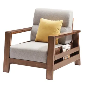 Solid Rose Wood Frame Single Sofa Chair with Soft Comfortable Grey Linen Fabric Cushion Seats For Living Room Home Furniture