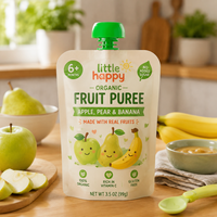 Pochette souple personnalisée OEM avec fenêtre transparente et bec verseur, sans BPA, anti-fuite, réutilisable, pour l'emballage de liquides (aliments pour bébés, smoothies, boissons)