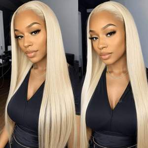 40 pouces brut vietnamien vierge 613 13x6 HD Glueless 360 Lace Remy Double Drawn Baby Hair Frontal Lace Wig - Product Image 1