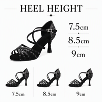 Chaussures de danse à strass pour femmes, chaussures de tango, salsa, danse latine, talons de danse de salon, semelles souples, sandales pour femmes, chaussures de mariage pour femmes