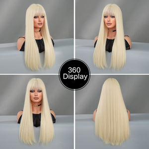 วิกผมบลอนด์613พรีเมี่ยมผมยาวตรงเรียบทนความร้อนสังเคราะห์ดูเป็นธรรมชาติสำหรับผู้หญิงปาร์ตี้คอสเพลย์26" - Product Image 6