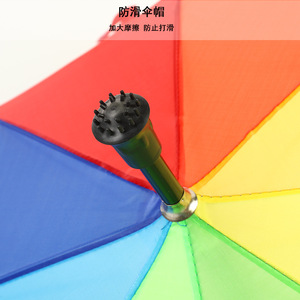 Parapluie droit 8 baleines arc-en-ciel avec poignée en plastique et capuchon antidérapant, idéal pour l'extérieur, protection soleil et pluie, ouverture manuelle - Product Image 1