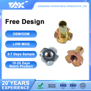 Dadi a Quattro Punte M3 M4 M6 M8 M10 Zincati per Mobili Pre-Incasso in Acciaio Inox per Pannelli in Legno Dadi a T con Griffe - Product Image 2