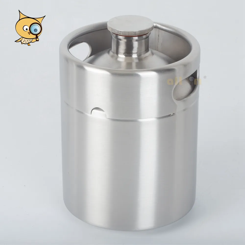 ALL IN Wholesale 304 Stainless Steel Home Use Bar Take Away 2L Single Wall Draft Beer Keg Mini Growler
