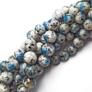 Cuentas Redondas Lisas de Jaspe Blanco Azul Natural AMARA K2 para Joyería Femenina, Tobillera, Pulsera, Hilo de 15 Pulgadas, Piedras Preciosas al por Mayor - Product Image 4