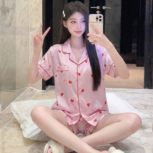 Oferta Increíble: Conjunto de Pijama Holgado y Transpirable con Estampado de Corazones y Rayas, Venta al Por Mayor en China - Product Image 2