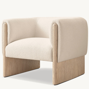 Fauteuil <span class=keywords><strong>de</strong></span> salon Rhoohill <span class=keywords><strong>de</strong></span> style américain moderne et luxueux, fauteuil individuel en chêne blanc, fauteuil lounge avec structure en bois massif - Product Image 5