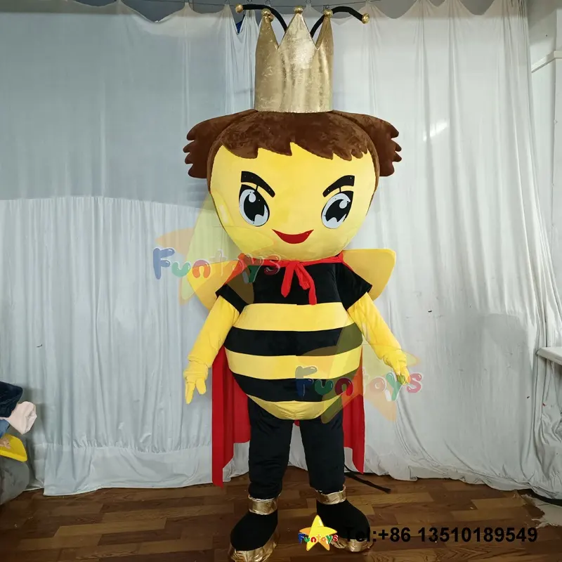 Funtoys personnalisé prince abeille costume de mascotte reine abeille dessin animé mascotte insectes ailés volants mascotte poupée ambulante pour adulte