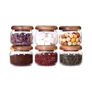 Eco-friendly Borosilicate Glass Storage <b>Jar</b> for <b>Cookie</b> Candy Honey Food Airtight Bamboo Lid Cover for Kitchen Storage - Product Image 1