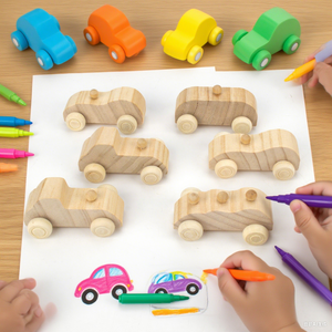 Diy Graffiti minyatür ahşap renk araba Montessori çocuk eğitim oyuncak bilim ve mühendislik öğrenme için - Product Image 4