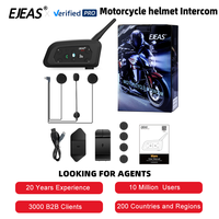Casque Bluetooth Intercom Ejeas V6 Pro Full Duplex pour Motocyclettes, Étanche IP67, ABS, Intercomunicador Moto