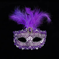 Masque de fête de mascarade de style mardi gras en gros d'usine masque de maquillage de carnaval vénitien avec plume de paillettes pour les fêtes