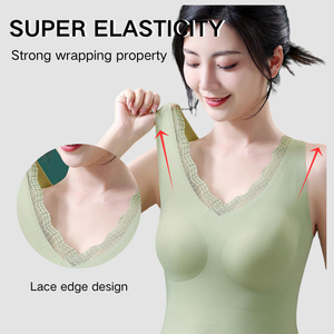 Soutien-gorge de <span class=keywords><strong>yoga</strong></span> sans couture pour femme, haut de qualité, sans fil, respirant, avec maintien 3D, bord en dentelle, confort personnalisé, hautement élastique - Product Image 3