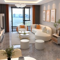 Sofa incurvé simple moderne et table de thé ensemble pour petit appartement salon