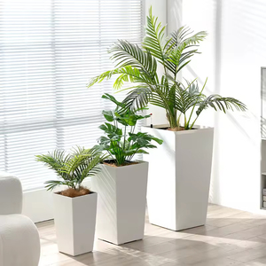 Maceta de Plástico PP Blanca Dorada para Plantas, Maceta y Jardinera Sencilla para <span class=keywords><strong>Hotel</strong></span>, Maceta de Plástico Moderna para Decoración de Interiores del Hogar - Product Image 1