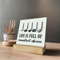 Panneau en bois primitif, la vie est pleine de choix importants Plaque de bureau avec décor de golf en bois Décor de maison rustique Décor de table de bureau