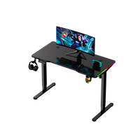 Bureau de jeu PC électrique ergonomique moderne, pliable, réglable en hauteur, avec éclairage RGB, plateau de table durable en panneaux, montage facile, portable pour chambre à coucher