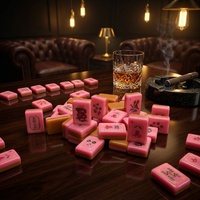 Ensemble de Mahjong Américain de Luxe Rose Bonbon, 160 Tuiles en Acrylique Gravées Grue et Dragon, pour Mariage, Prêt à Expédier, OEM