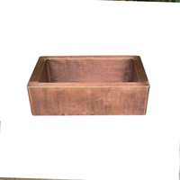 Évier de cuisine rectangulaire en cuivre martelé à la main, style ferme, à cuve unique, surface mate, avec tablier frontal, personnalisable, de luxe
