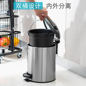 Cubo de Basura de Acero Inoxidable con Pedal, Cilíndrico, para Uso en Interiores, Tapa de Cierre Suave y Silencioso, para Cocina, Sala de Estar, Capacidad de 5L - Product Image 3