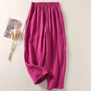 <span class=keywords><strong>Pantaloni</strong></span> Larghi Artistici da Donna in Cotone-<span class=keywords><strong>Lino</strong></span>, Casual, a Vita Alta, con Elastico in Vita, Vestibilità Ampia - Product Image 3