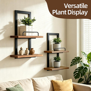 Estantes Flotantes Verticales de 2 Niveles para Montar en la Pared, Exhibidor de Macetas Colgante, Fácil de Instalar, Estante de Oficina, Pasillo Estrecho, Regalo para el Hogar - Product Image 2