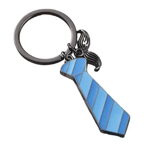 Custom Logo Funny Necktie beard dad KeyRing Keychain Enamel Tie for Men Father's Day Gift 3D metal Key chains bag charm