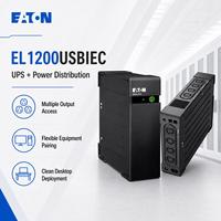 Eaton EL1200USIEC Onduleur en ligne 1200VA/750W avec batterie intégrée 12V7AH Monophasé Entrée 220V pour usage domestique et informatique Écran LCD