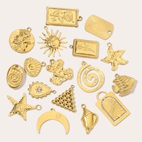 Breloques en acier inoxydable doré, style vintage, soleil, étoile de mer, poisson, ours, pour la fabrication de bijoux DIY, 21 ans d'expérience en usine