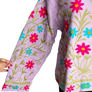 เสื้อแจ็คเก็ตผ้าฝ้ายปักลายดอกลาเวนเดอร์สไตล์วินเทจสำหรับฤดูร้อน ODM - Product Image 3