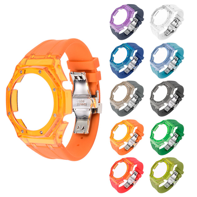 New Fashion Modify Kit 45mm Watch Bands Plastic Watch case Replacement for G-shoc Kga2100 A-P Silicone Watch Bands Accessories