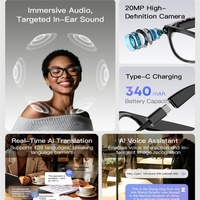 Lunettes Intelligentes Anti-Tremblement Haute Définition 20 Mégapixels M10, Contrôle Tactile, Batterie 340 mAh, Monture en Plastique PC+ABS, Prise de Photos et Vidéos