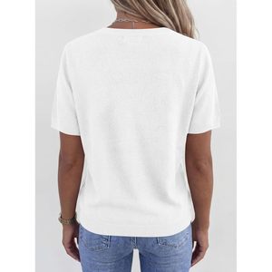 Womens Short Sleeve V Neck Sweater Lightweight Casual <b>Top</b> Summer Breathable Knitwear For Women - Product Image 4
