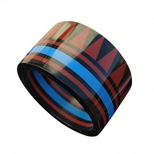 2026 Geometric Pattern Ceramic Resin Bangle <b>Bracelet</b> Ethnic Blue <b>Red</b> Black Fancy Style Handmade Unisex Jewelry Designer - Product Image 6