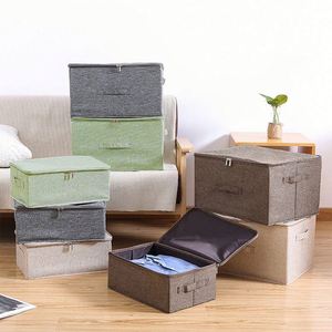 45*35*30 cm Cotton Linen <b>Storage</b> Box with Lock for <b>Clothes</b> and Toys - Product Image 3