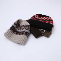 Bonnet en tricot Fair Isle en mélange de laine pour femme, chaud et rétro, style japonais, ajusté, bonnet nordique