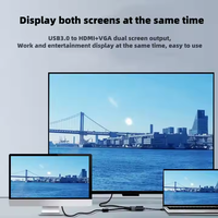 Adaptor USB 3.0 ke HDTV VGA, dengan Output Audio Independen, Kompatibel dengan Windows Mac OS untuk Laptop PC Proyektor TV