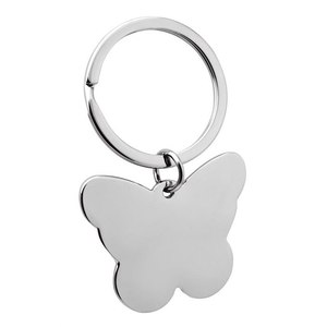 Portachiavi semplice in metallo a forma di farfalla con finitura argentata per chiavi e borse - Product Image 1