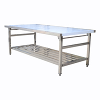 Table de travail pliante portable en acier inoxydable à double niveau de 4 pieds pour cuisine commerciale extérieure