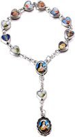 60 pièces Médaillon en émail assorti représentant Notre-Dame, Croix, Jésus, Vierge Marie, Crucifix catholique, centre de chapelet floral, 19x12mm