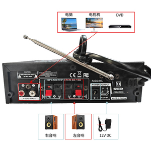 Mini <span class=keywords><strong>Amplificador</strong></span> Digital AV298 HIFI <span class=keywords><strong>de</strong></span> 40W y 2 Canales, Receptor <span class=keywords><strong>de</strong></span> <span class=keywords><strong>Sonido</strong></span> Envolvente para el Hogar, <span class=keywords><strong>12V</strong></span>, USB, Control Remoto, FM, Mini, Aluminio y Plástico - Product Image 6