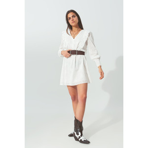 Mini abito floreale con volant in bianco - Product Image 6